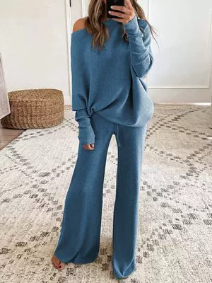 Solid long-sleeve, trousers, set, 2021 collection, Amazon, European style