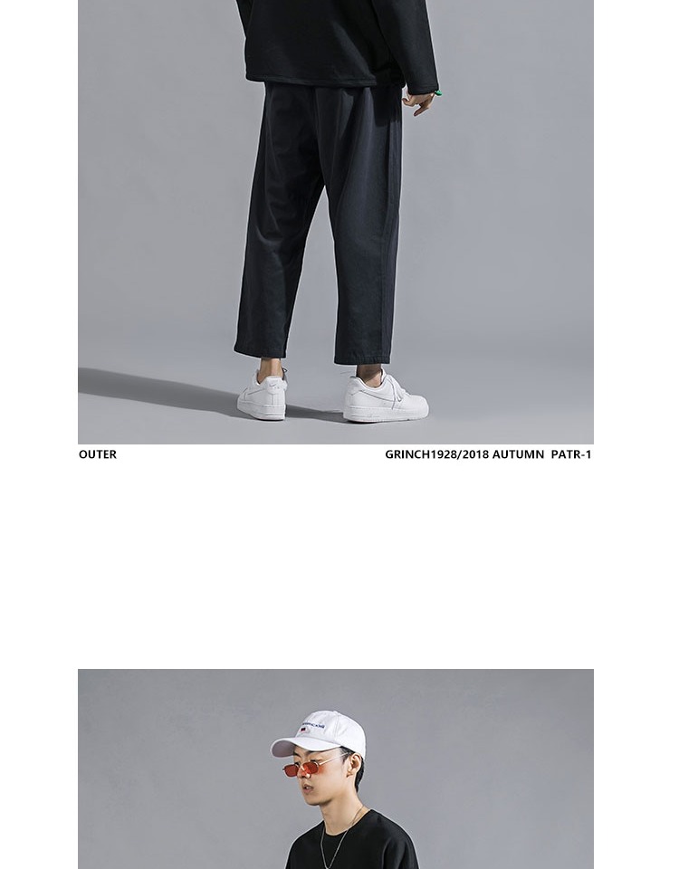 GRINCH1928 cơ bản đơn giản đơn giản áo len nhỏ thêu nam đầu lỏng áo sơ mi dài tay áo hoodie nam form rộng