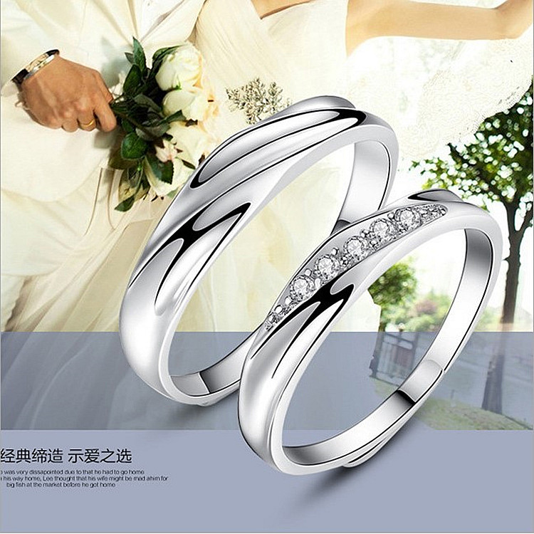 Cặp nhẫn cưới mô phỏng cặp nhẫn kim cương giả khai trương Nhật Bản và Hàn Quốc cưới một nhẫn cưới carat nhẫn đôi nam nữ nhẫn đôi - Nhẫn nhẫn cầu hôn