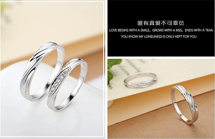 Cặp nhẫn cưới mô phỏng cặp nhẫn kim cương giả khai trương Nhật Bản và Hàn Quốc cưới một nhẫn cưới carat nhẫn đôi nam nữ nhẫn đôi - Nhẫn nhẫn cưới kim cương