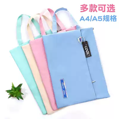 File bag zipper canvas Korean small fresh a5a4 cute cartoon make-up class packaging book tote bag for students