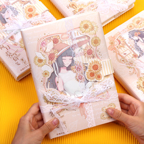 Notebook art exquisite girl cute girl heart strap color page illustration Hand Book student diary