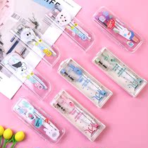 Compasses for primary school students with cute little fresh girl heart cartoon boxed with mechanical pencil drawing tools for junior high school students