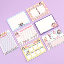 Sticky note book small book can be torn creative cute cartoon girl heart day plan Sticky note paper non-sticky student use