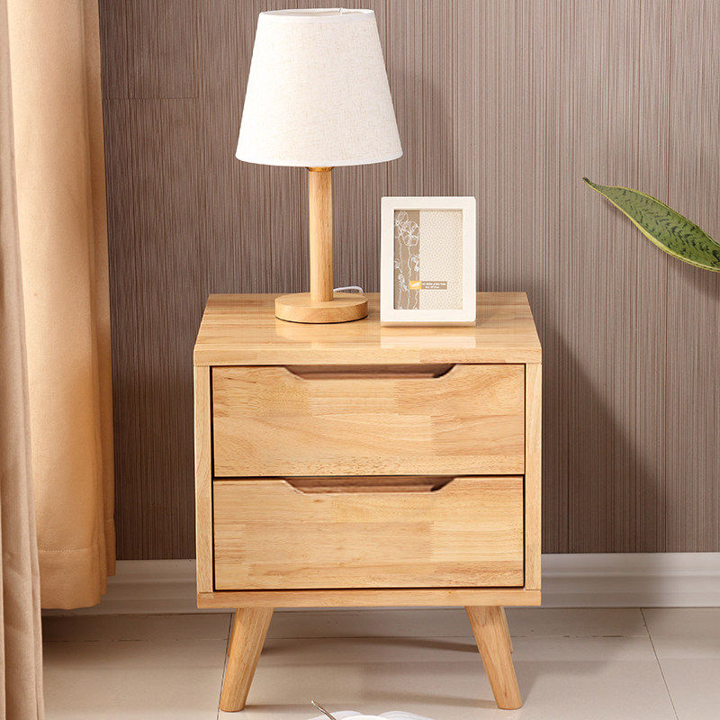 Full solid wood Nordic bed head cabinet modern minimalist home bedroom bedside cabinet log small family type containing lockers