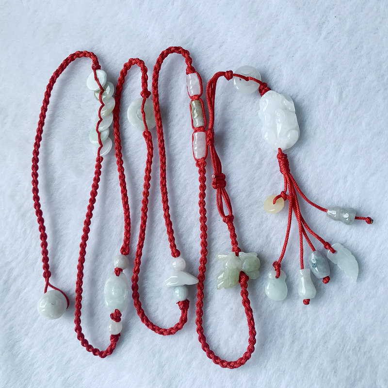 Natural Jade Jade Zodiac Chicken Rat Ox Tiger Rabbit Dragon Snake Horse Sheep Monkey Dog Pig Couple Red Waist Chain Ox Year Transfer