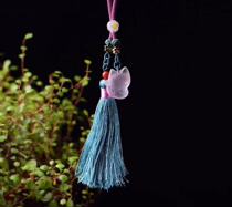 Natural powder Crystal Fox Ruyi car pendant bag hanging anti-small three strokes peach blossom