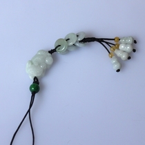 Natural Jade Jade mobile phone chain car key chain chain U disk bag pendant