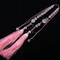 Natural Madagascar Powder Crystal Fox Peach Heart Car Pendant 925 Silver White Crystal Six Words