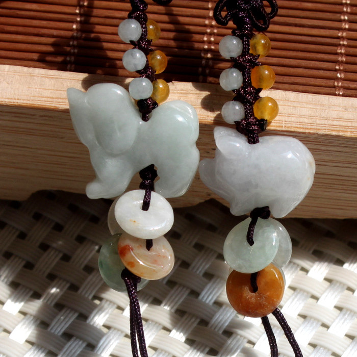 Everyday special original natural jade jade rat cow rabbit tiger dragon snake horse sheep monkey chicken dog pig zodiac mobile phone keychain - Taobao