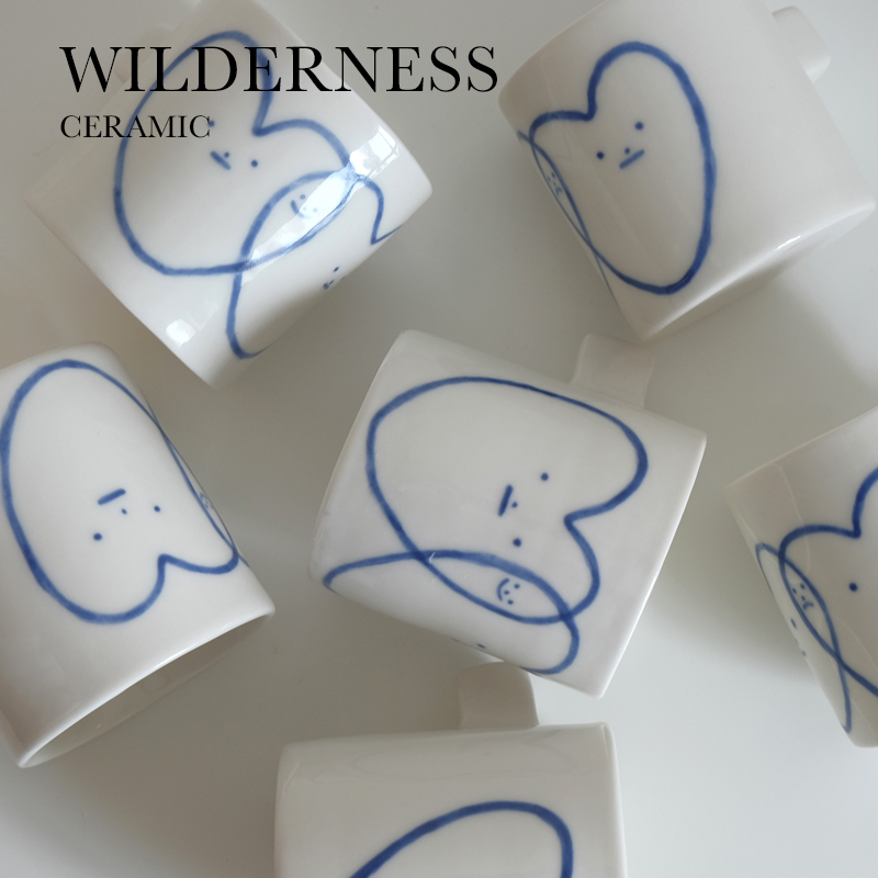 Wilderness Appeal) Daily Life Niche Design Handmade Creative Ceramic Coffee Milk Couple Cup