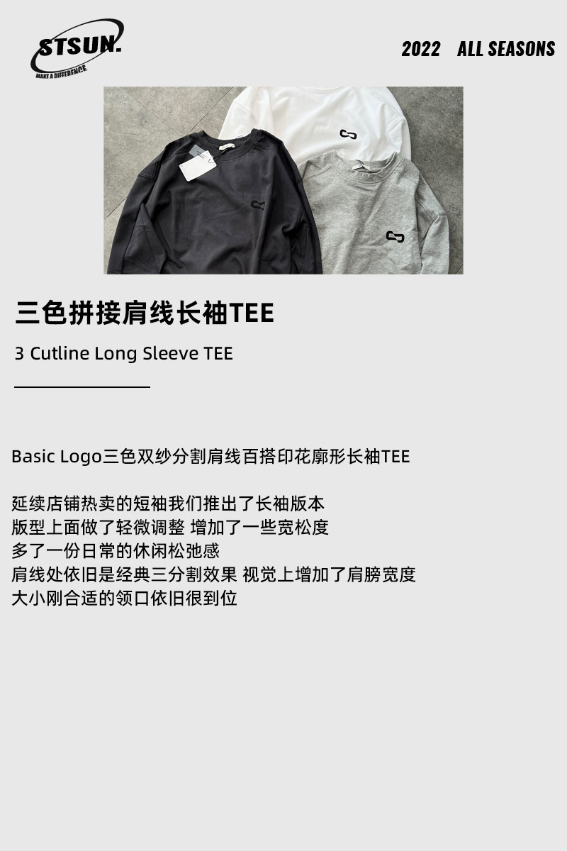 Heavyweight Long Sleeve Tee 300g Double Yarn Split Shoulder - Product image 7