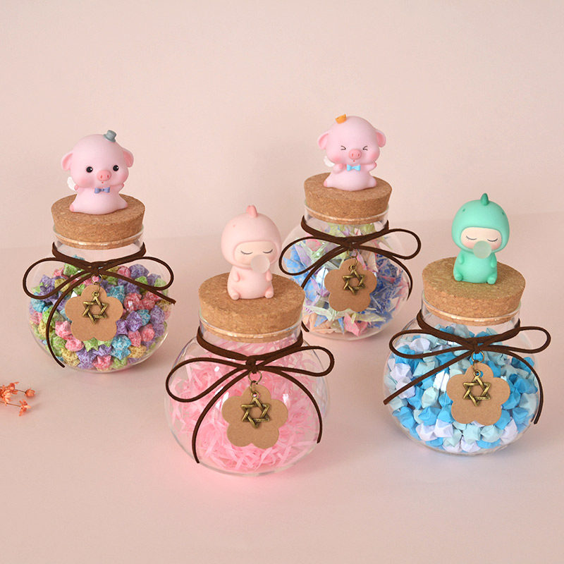 Creative wishes to diy hand-made wooden glass bottles decorate night star paper for Christmas to give a gift to boys and girls