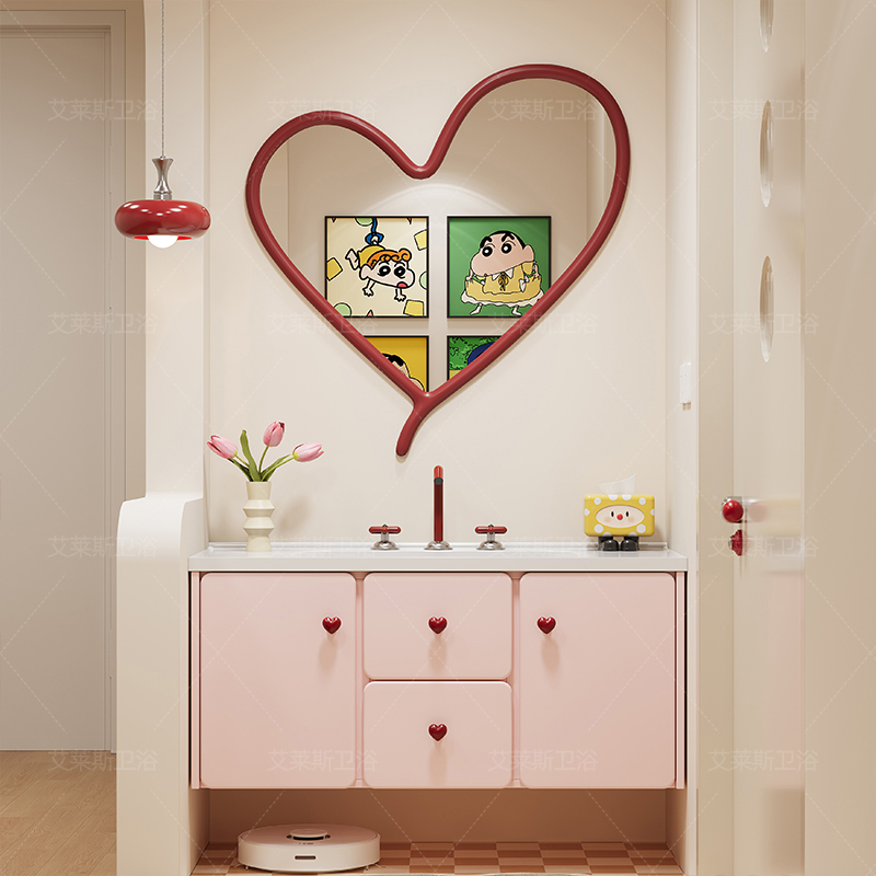 Dopamine Pink Oak Bathroom Cabinet with Integrated Ceramic Basin, Bathroom Sink, Washbasin Cabinet Set Dopamine Pink Oak Bathroom Cabinet with Integrated Ceramic Basin, Bathroom Sink, Washbasin Cabinet Set