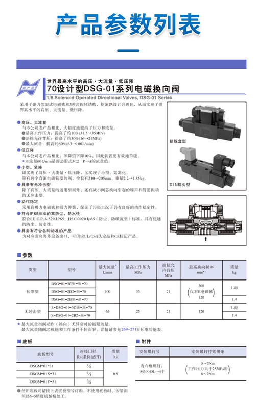 Van điện từ thủy lực DSG-01-3C2-D24-50/70 A220 A240 A110 van điều khiển đảo chiều