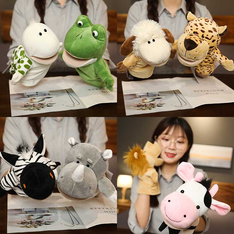 Hand Puppet Toy Animal Gloves Mouth Able to move plush doll Interactive doll Gongzai Kindergarten Belly Can mouth-Taobao