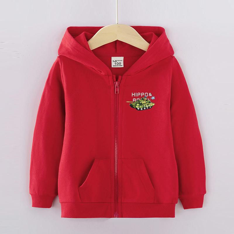 Children's New Spring and Autumn Jackets, Boys and Girls Hooded Zip-Up Sweatshirts, Baby Cartoon Tank Casual Tops Trendy