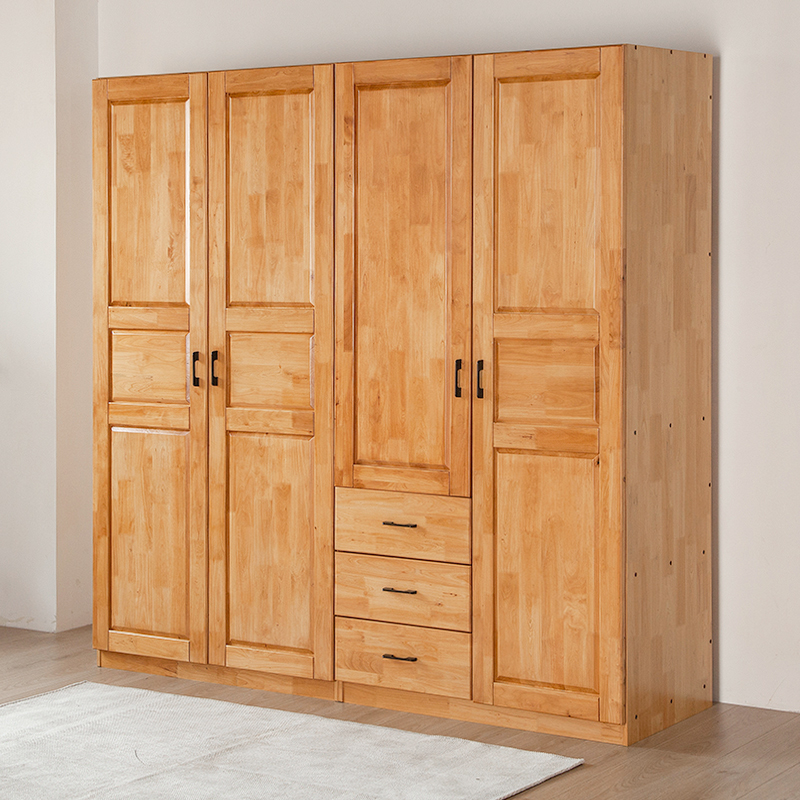 ◆All solid wood wardrobe simple modern wardrobe 2 doors cypress wardrobe 1 meter wide small wardrobe children's bedroom furniture