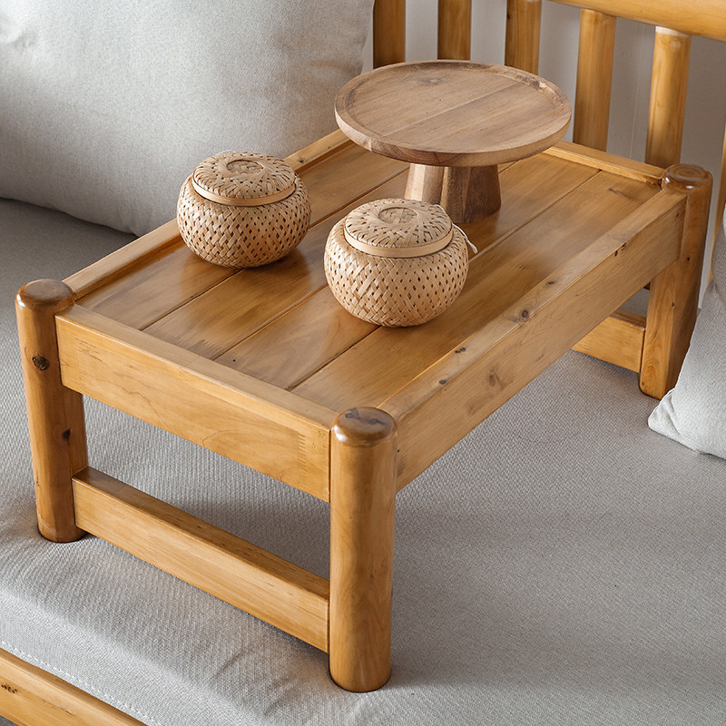 Solid wood small coffee table log kang table kang a few tatami wooden bay window balcony household cypress outdoor small square table