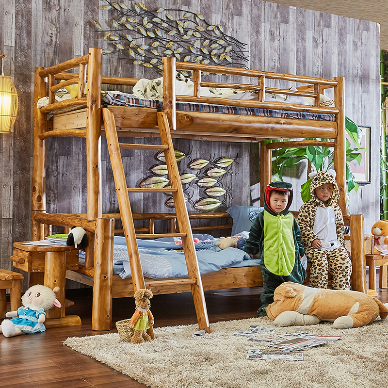 Shu South Residence Berwood Primary And Secondary Bed Lower Bed Low Bed Twin Beds Children's Bed Solid Wood Furniture Log Wind Berwood Bed