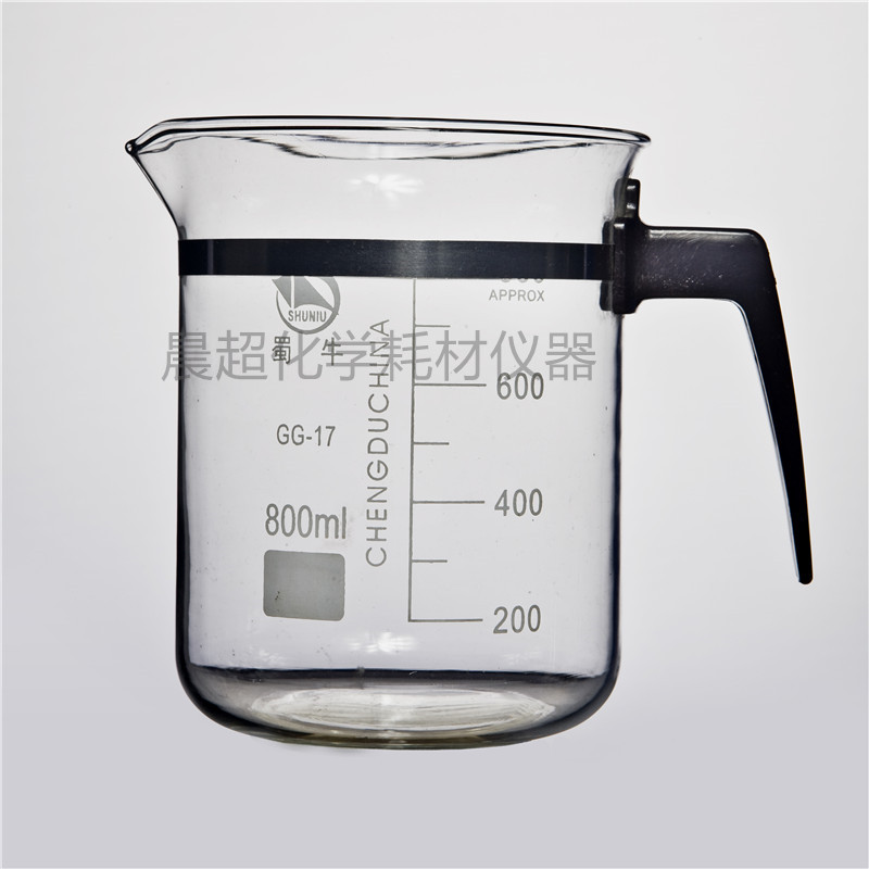 科研实验室专用塑料柄玻璃低型烧杯 带刻度500ml|1000ml|蜀牛