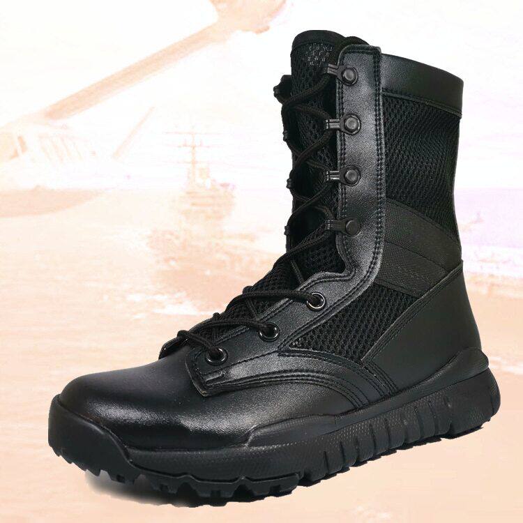Spring and autumn ultra-light CQB combat boots men's breathable shock-absorbing mesh land combat boots lightweight tactical boots security tooling boots
