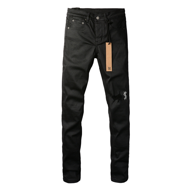 Ksubi Jeans American Trendy Brand New Black Distressed Ripped Logo Embroidered Stretch Skinny Jeans for Men