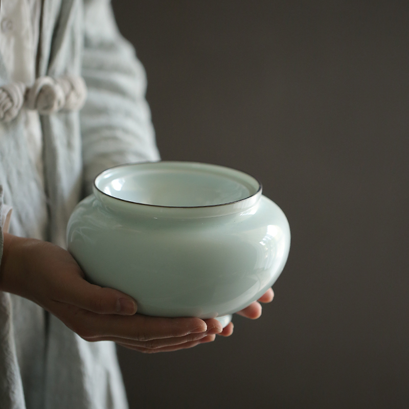 Celadon Jianshui Ceramics Water Bowl Kung Fu Tea Ceremony Accessories Japanese Tea Wash Simple Dry Brewing Tea Set Study Room Four Treasures Study Room