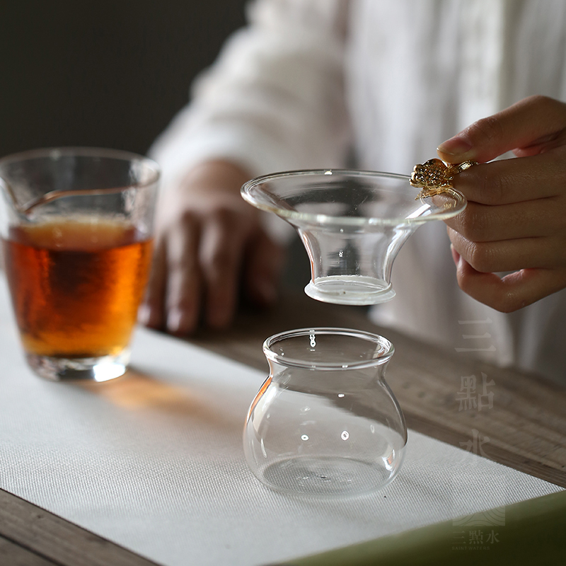 General type heat-resistant glass tea leaks Creative metal kung fu tea accessories large tea filter