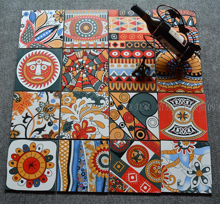 Indian Style Colour Flowers Brick 200 * 200 Restaurant Café Bar Topic Tile Retro Brick Small Flower Brick