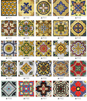 European small corner flower tiles Mediterranean waistline horn flower tiles hand-painted bumpy bright surface antique small flower tiles 100*100