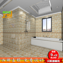 Gold-plated glitter 300X300 gold-plated glitter gold-throwing brick kitchen bathroom wall tile high-brightness ceramic tile