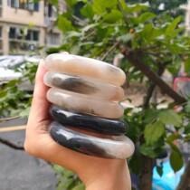 Hetian Jade boutique lotus root powder two-color ink wind Loach back peace bracelet