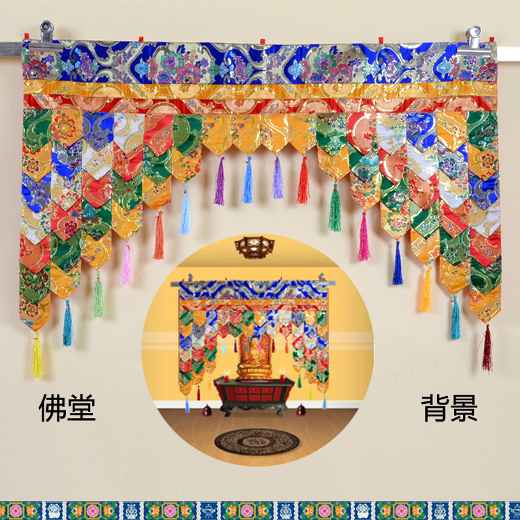Tibetan drapery Buddhist hall door frame decoration items Buddha Backrest Five Colorful Auspicious Ladder Background