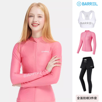 New womens long-sleeved split swimsuit slim fit hot spring snorkeling suit surfing suit quick-drying sunscreen jellyfish suit diving suit