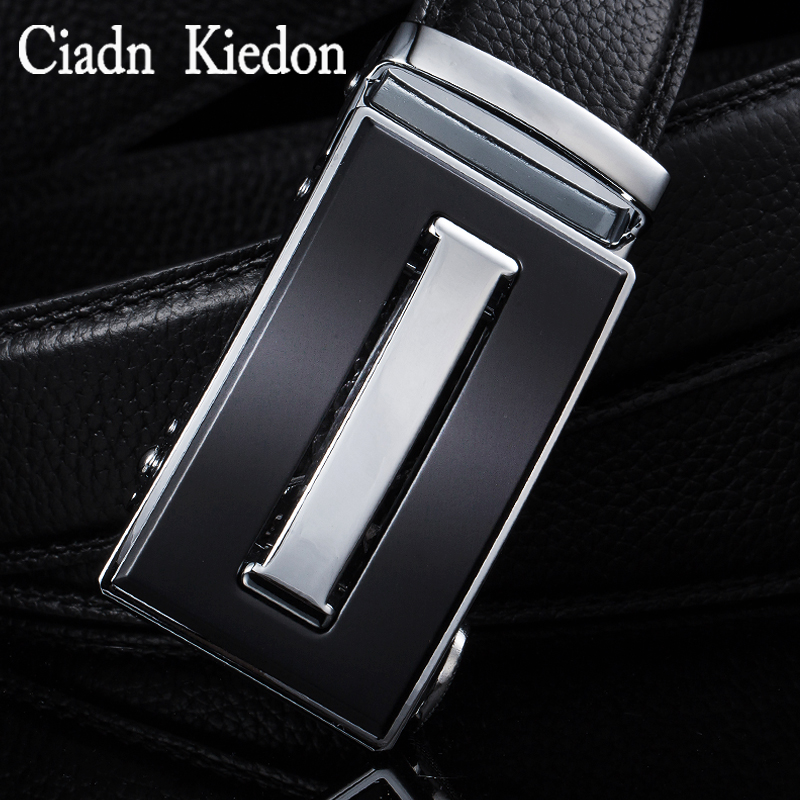 Men's belt men's first layer cowhide trousers belt men's real cowhide automatic buckle business casual Korean version of the tide CI77