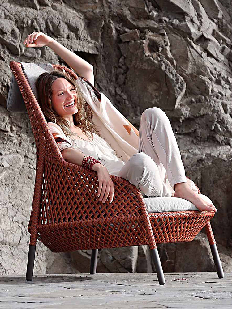 Outdoor Furniture Courtyard Garden Nordic Lazy LiveTea Balcony Vineyard Chair Single Tea Furniture Combination