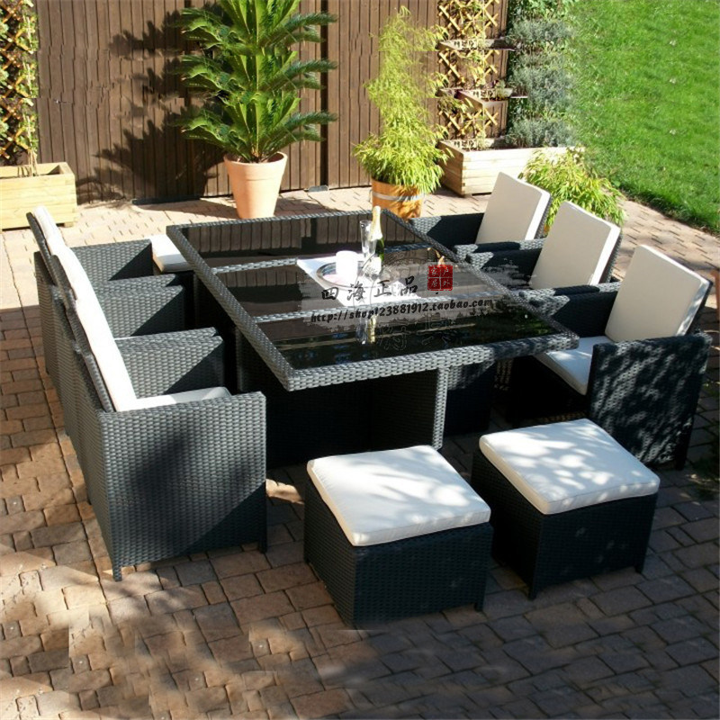 Outdoor balcony table and chair rattan garden courtyard table and chair imitation rattan chair hotel leisure outdoor furniture rattan dining table and chair