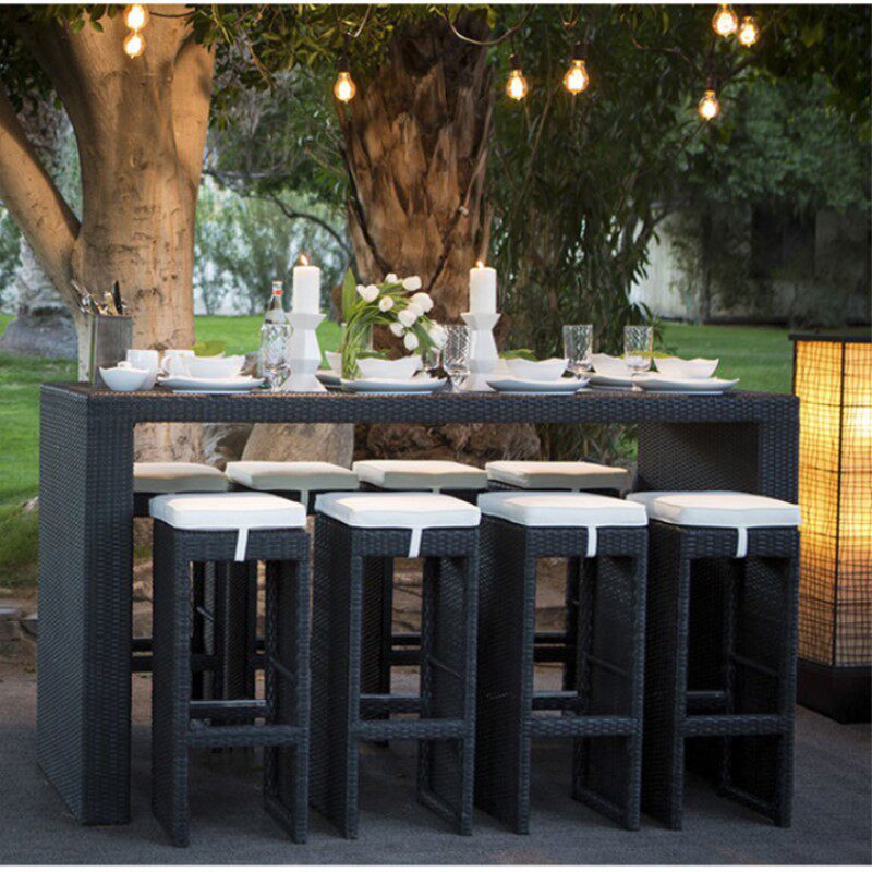 Outdoor table and chair rattan chair bar balcony waterproof rattan terrace villa modern garden courtyard leisure table and chair combination