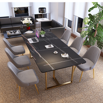 Light luxury rock board conference table and chair combination Simple modern large desk workbench simple store meeting and negotiation table