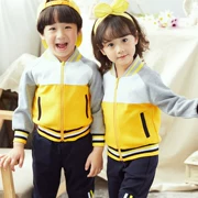 Quần áo mẫu giáo cotton mùa xuân và mùa thu phù hợp với đồng phục bóng chày Anh đồng phục trường tiểu học đồng phục thể thao trẻ em tùy chỉnh