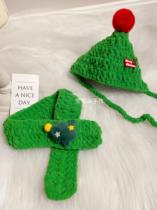 Pet Christmas style hat scarf jewelry set cat scarf small and medium-sized dog dog and cat decoration