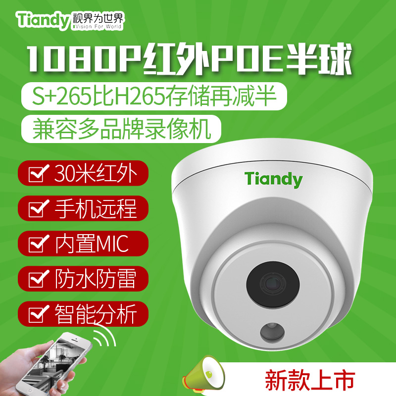 Tiandi Weiye H265 2 megapixel Infrared Network POE Dome IP66 Waterproof 1080P HD