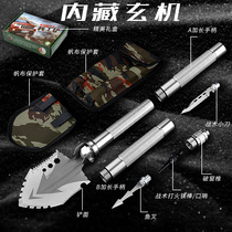 Engineer shovel multifunctional foldable outdoor fishing shovel vehicle-mounted self-defense military shovel Chinese manganese steel thickened shovel