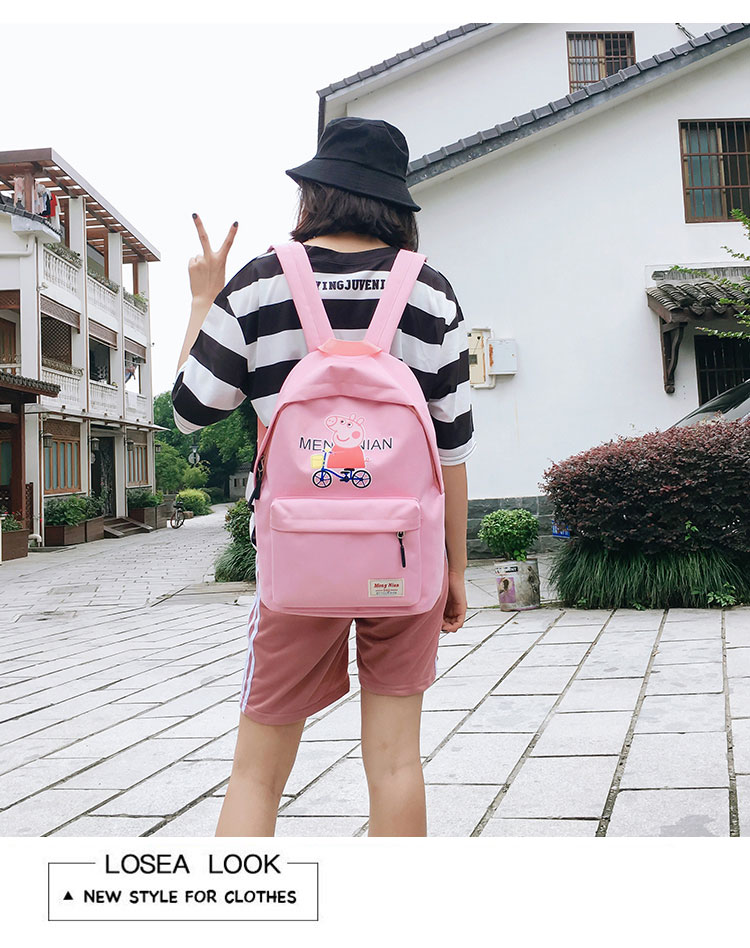 Pig Peggy School Học sinh Túi đi học dễ thương Nữ 2018 Mùa hè Mới học sinh trung học cặp đi học nữ