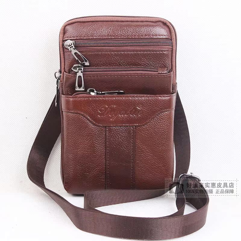 Da nam túi điện thoại di động kinh doanh ngoài trời vai đơn chéo đa chức năng Túi da 6 inch 7 inch đeo đai túi đựng điện thoại đeo hông