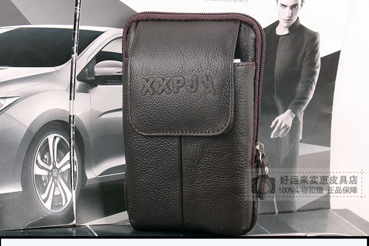 Mới đầu tiên lớp da bò đôi dọc túi 5.5 inch 5.7 inch 6 inch da túi điện thoại di động mặc vành đai túi nam túi đeo chéo nữ da mềm
