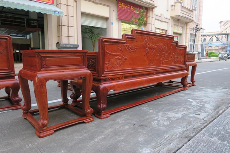 Nội thất gỗ gụ sofa gỗ gụ Miến Điện gỗ hồng mộc ngai ngai 113 sofa trái cây lớn gỗ hồng mộc sáu mảnh sofa - Bộ đồ nội thất giường thông minh
