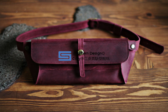 Handmade leather with drawings DIY leather bag version paper Ghandsewn leather bag Chest Bag paper sample ACC-72