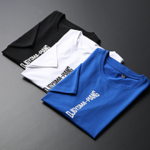 精梳棉 清爽字母印花  外贸工厂剪标男装时尚休闲圆领短袖T恤衫